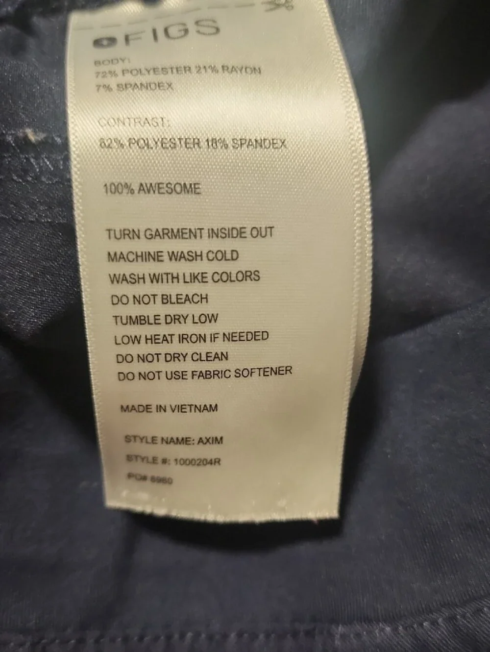 Figs Axim Men's Navy Scrub Pants, Size L